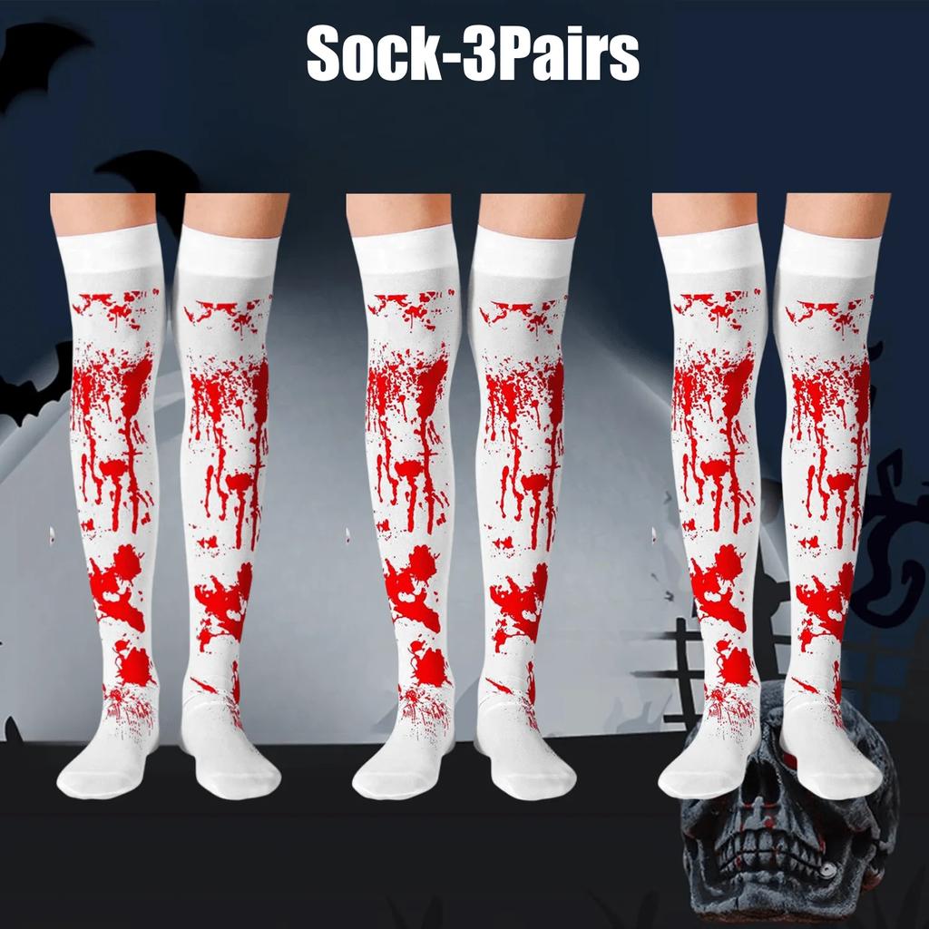 10Pairs Halloween Gloves Horror Ambiance Decoration Bloodstained Gloves Bloody Socks Halloween Party Horror Bloodprint Props