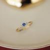Anello in Argento Sterling 925 Placcato Oro 14K con Zircone Blu per Donna Accessori Gioielli Party Giapponesi di Lusso Leggero