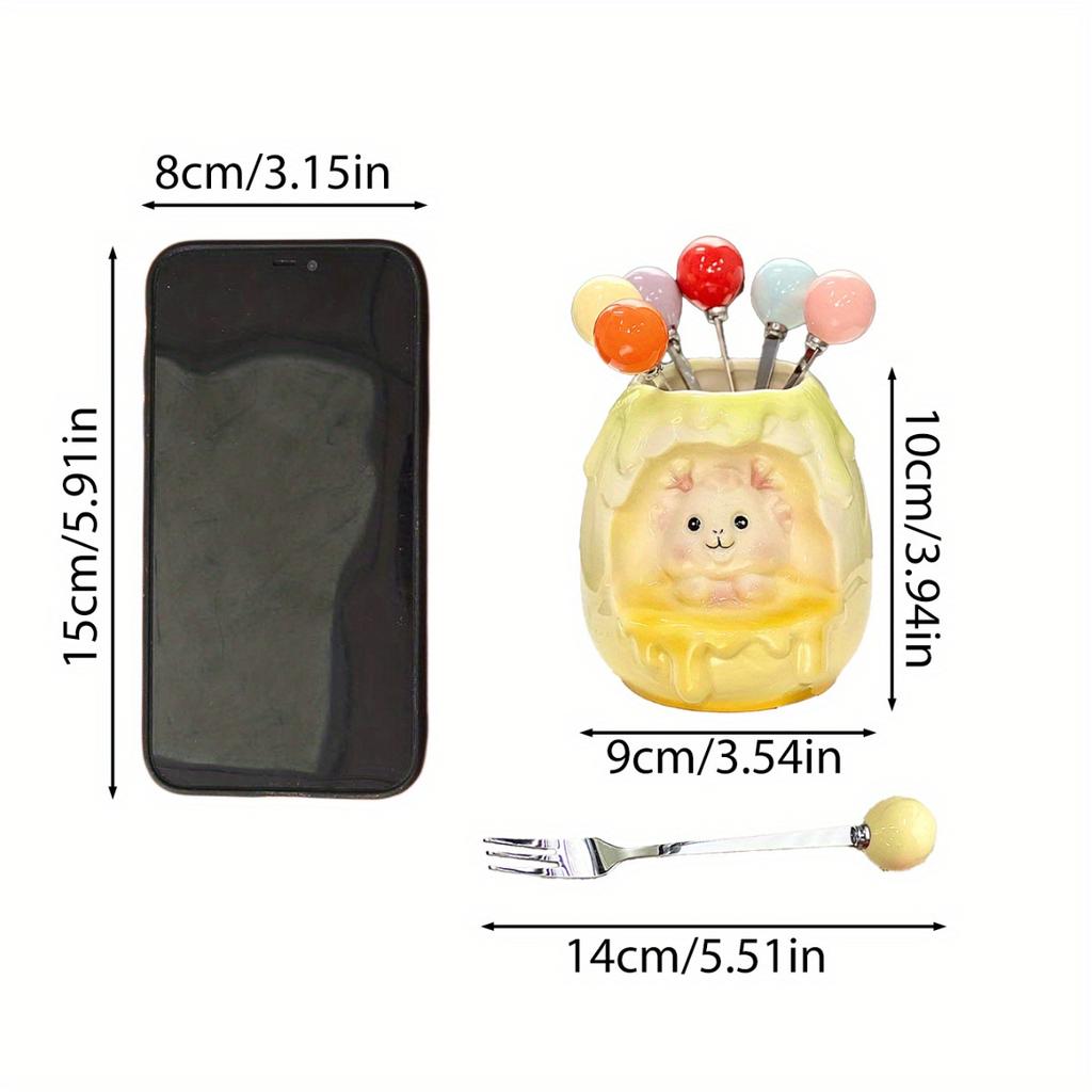 1 Set of Stainless Steel Household Kitchen Dessert Cake Fruit Sign Fruit Fork Storage Jar Set Fruit Fork Suitable for Weddings, Banquets, Gifts