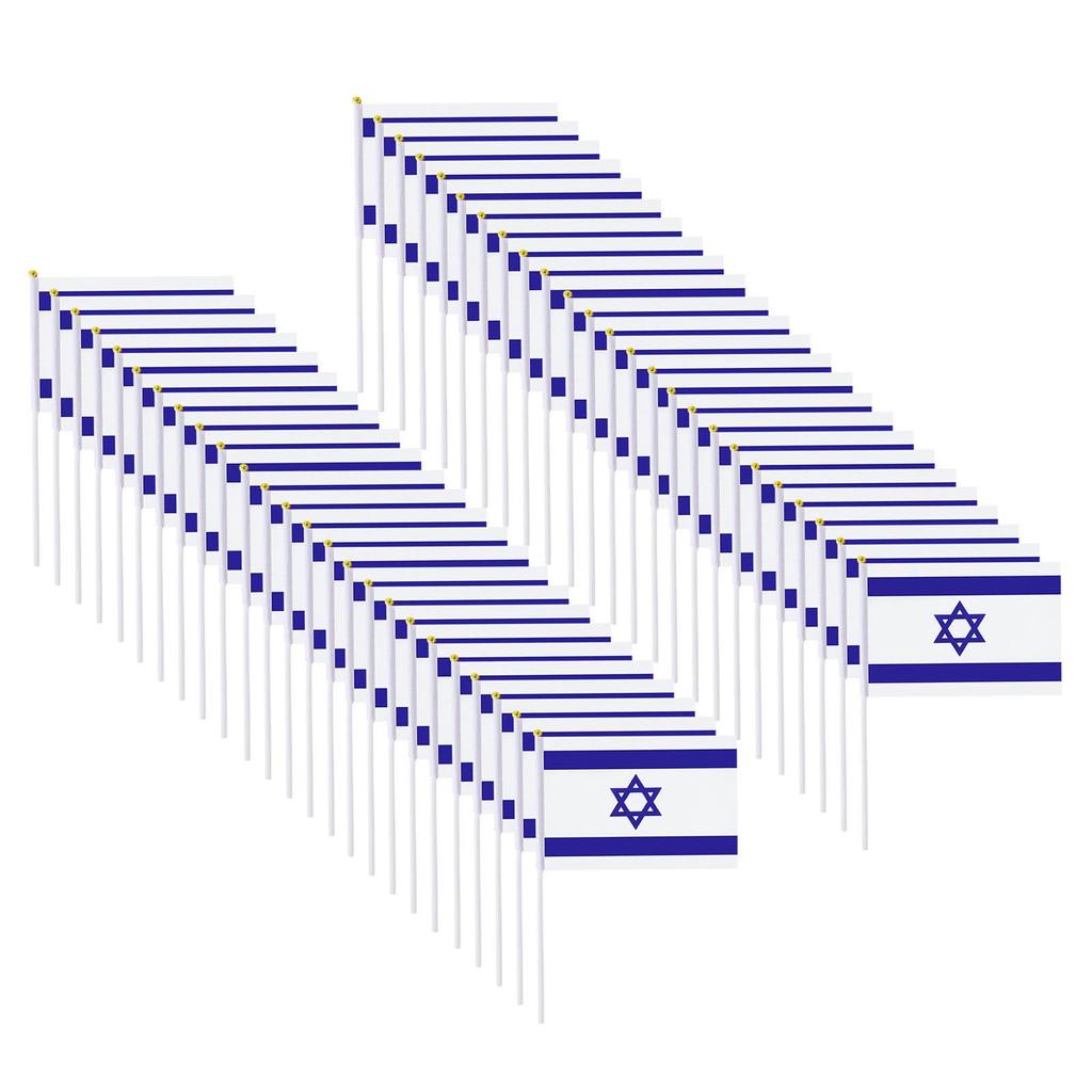 Israelische Flagge, Flaggenset, kleine Handflagge, 12,7 x 20,3 cm, Israelische Flagge, Flaggenset, kleine Handflagge, 12,7 x 20,3 cm