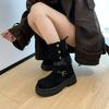 New Style Winter Fashion Belt Buckle Knee High Boots Women Platform Heels Shoes Design Elegant Knight Long Boot Zapatos