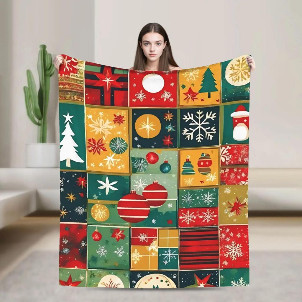 Merry Christmas Blanket  Soft Warm Plush Throw for Home Bed Travel Airplane  Festive Flannel Bedspread Decor