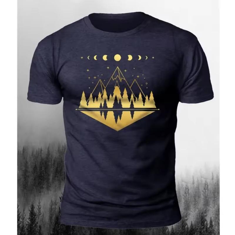 T-Shirt Uomo Modello Montagna Stampa 3D T-Shirt da Uomo Camicia Larga Moda Taglia Grande Top Magliette Sportive Abbigliamento Casual da Strada