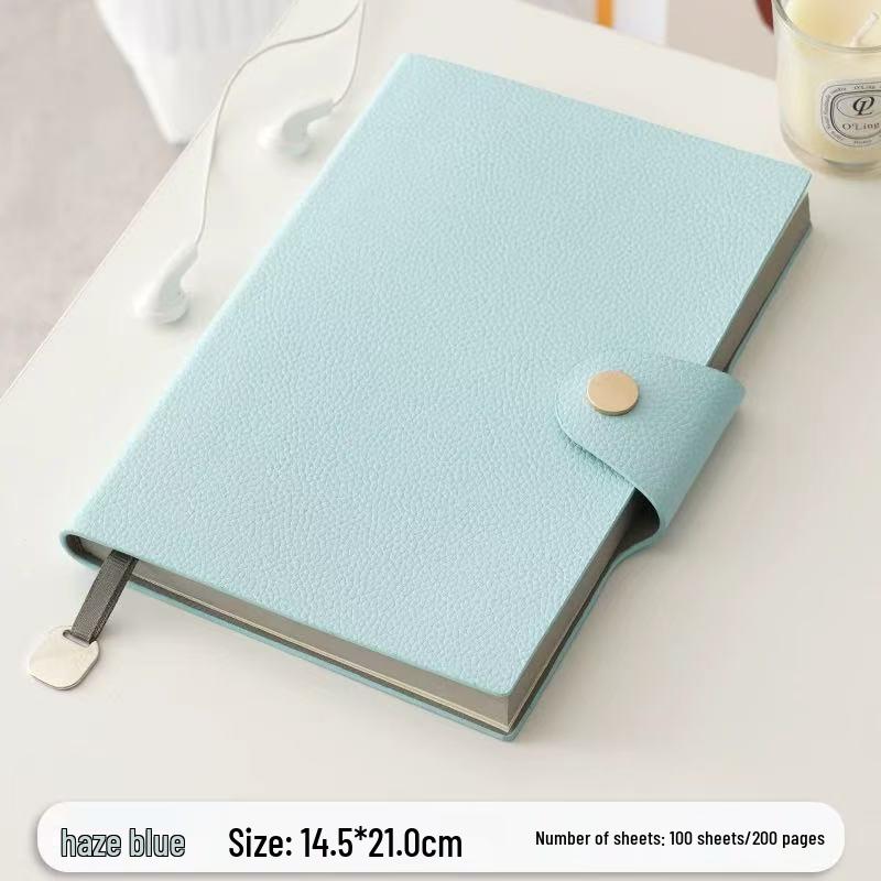A5 Custom Lychee Grain Buckle Diary – Thick Business Notebook for Meetings, Logo Printable