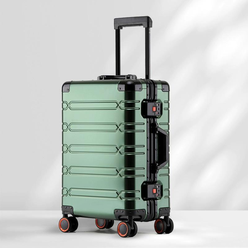 24-inch Aluminum Magnesium Alloy Trolley Luggage with Men's & Women's Combination Lock - Scratch & Wear-resistant Carry-on