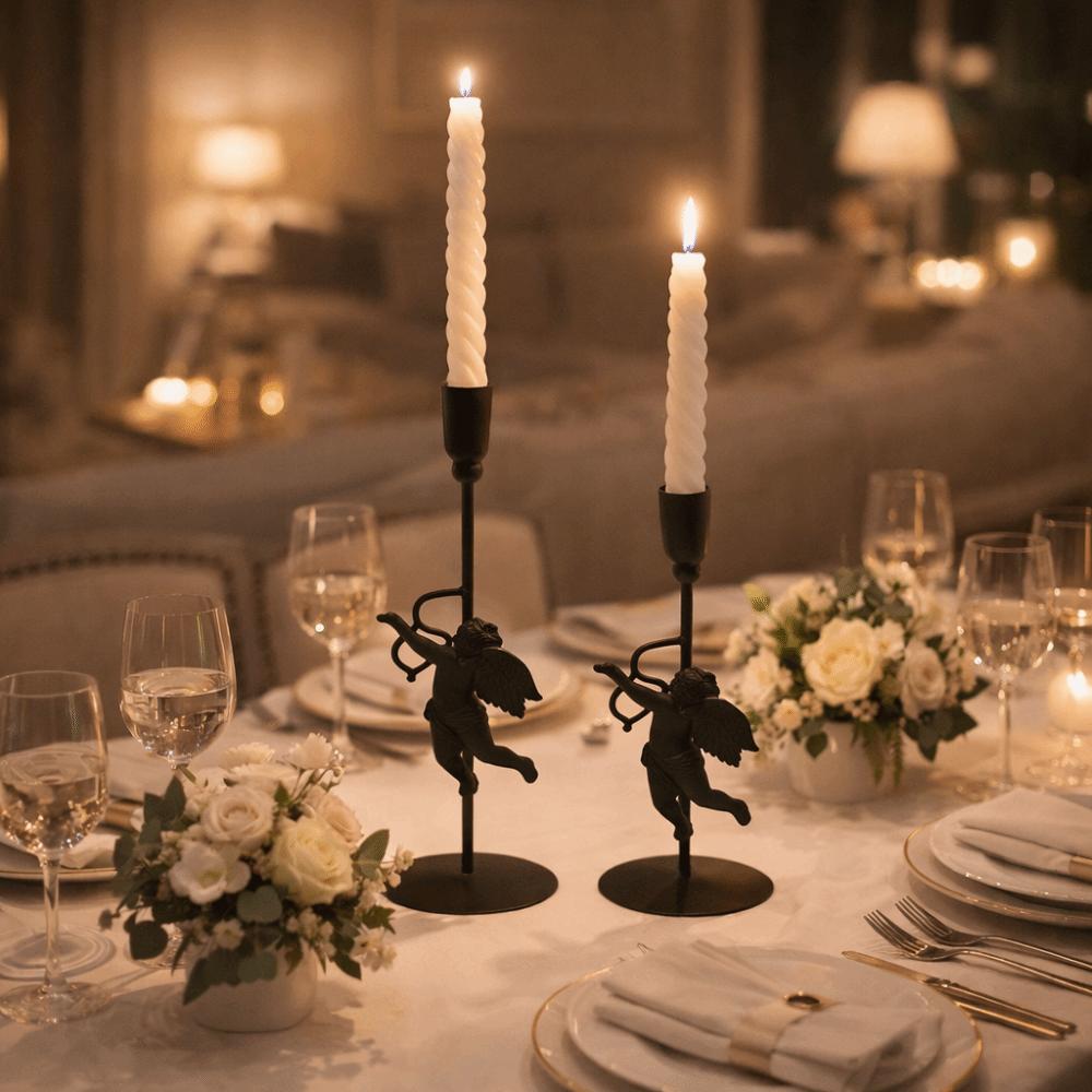 European Style Iron Art Candlestick High Foot Metal Candle Stand Cupid Candle Holder Anniversary
