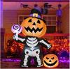 6FT Luminous Halloween Inflatable Pumpkin Skull Body Outdoor Decorations Blow Up Yard Pumpkin for Garden Lawn Party Decor