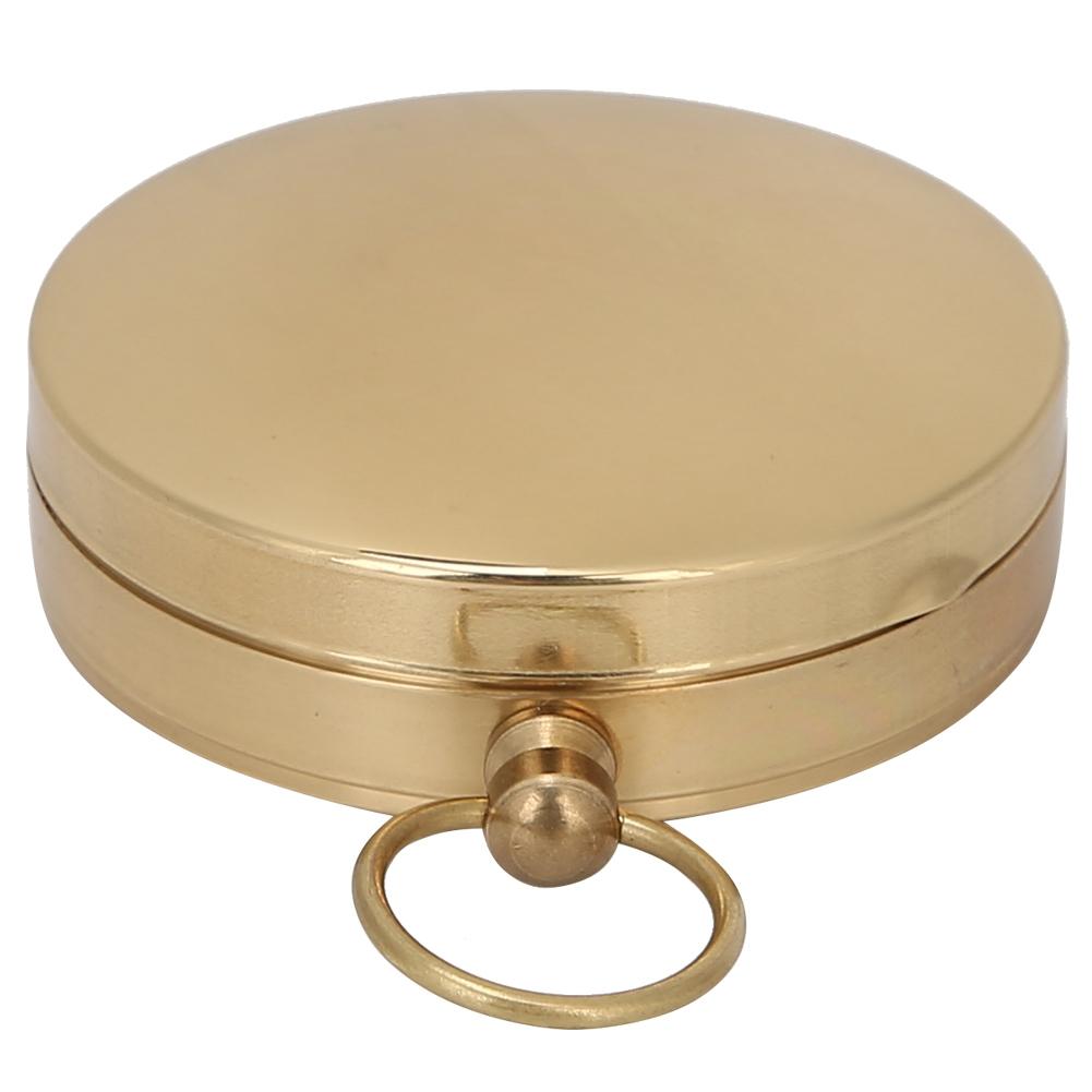 Brass Retro Style Pocket Watch Type Luminous  Compass with Cover for Outdoor Mountaineering