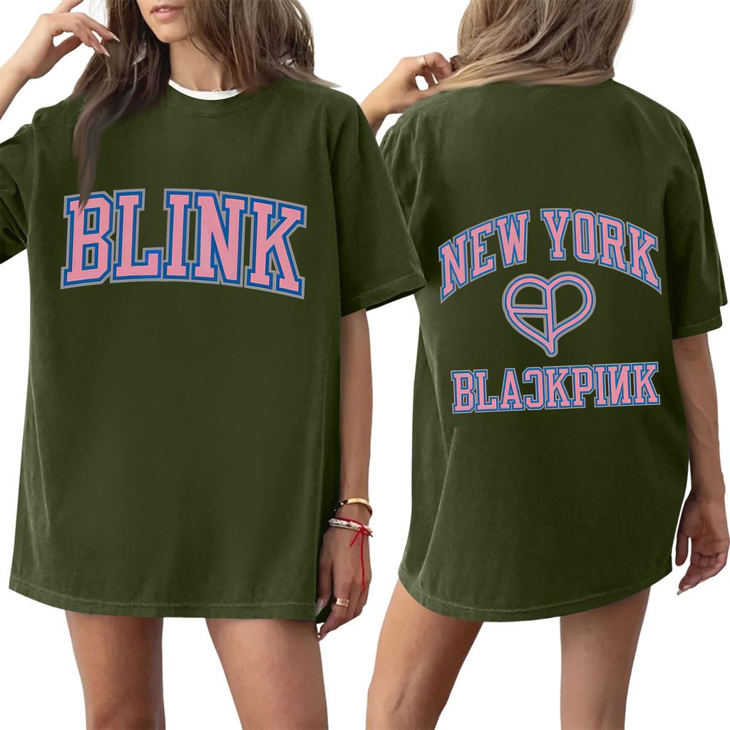 Damski T-shirt z krótkim rękawem i nadrukiem z okrągłym dekoltem