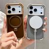 Stand Holder Transparent For Magsafe Case For iPhone 17 16 15 14 13 Pro Max Magnetic Shockproof Soft Silicone Bumper Back Cover
