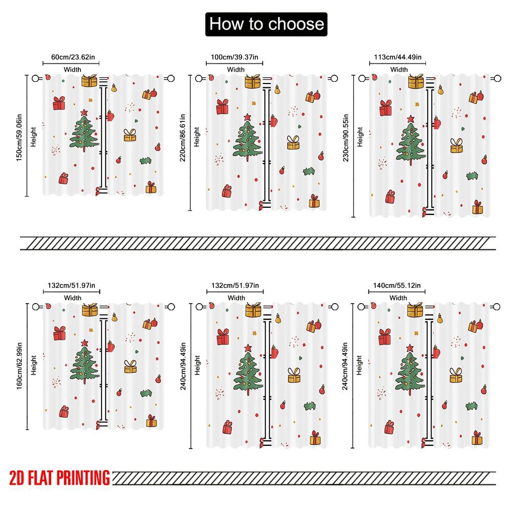 2pcs,2D Plane Printing Contemporary Curtains Christmas Tree Bells Gift Candy (3) Polyester Easy Install (without Rod) Festive