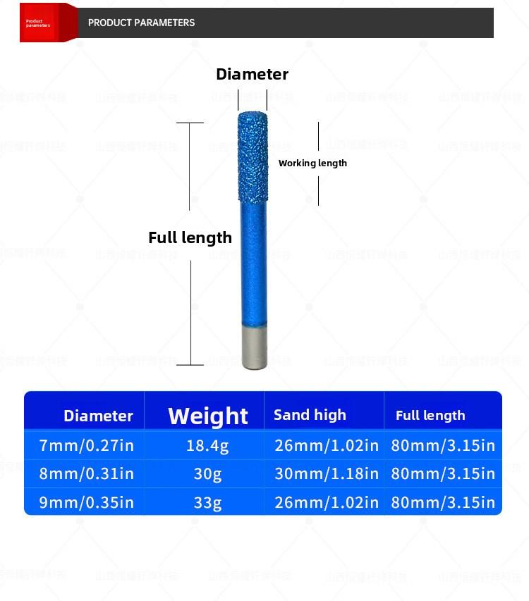 Brazed Flat Head Engraving Drill Bit for Ceramic, Bluestone, Marble High Precision Cutting & Hollowing