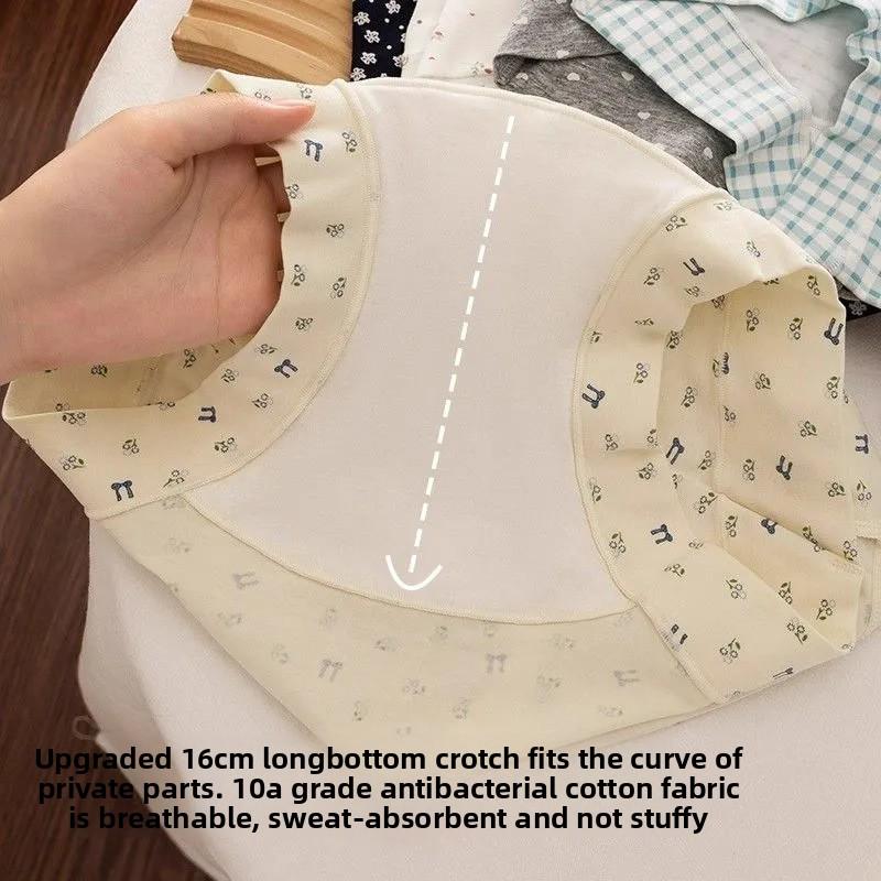 10A Antibacterial Pure Cotton High-Waist Women Boyshort Panties, Baby Cotton Full Cotton Crotch Plus Size Soft Breathable Underwear