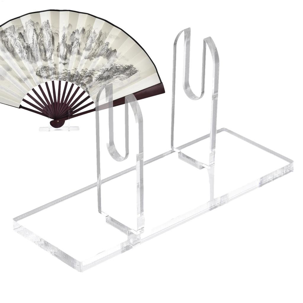 1PC Transparent Acrylic Handheld Fan Display Holder Storage Display Stand Desktop Fan Organizer Performance Props Holder