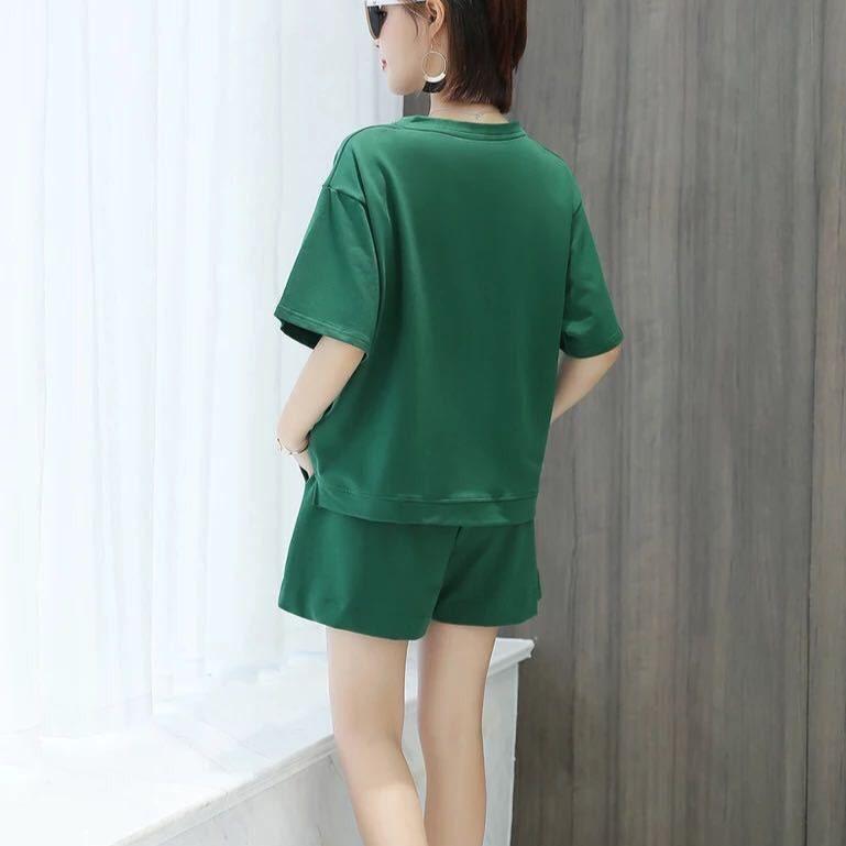 Summer Women Clothing Set Short Sleeve T-Shirts+Shorts 2Pcs Suit Ladies Casual Sportswear Letter Outfits Female Loose Tracksuit