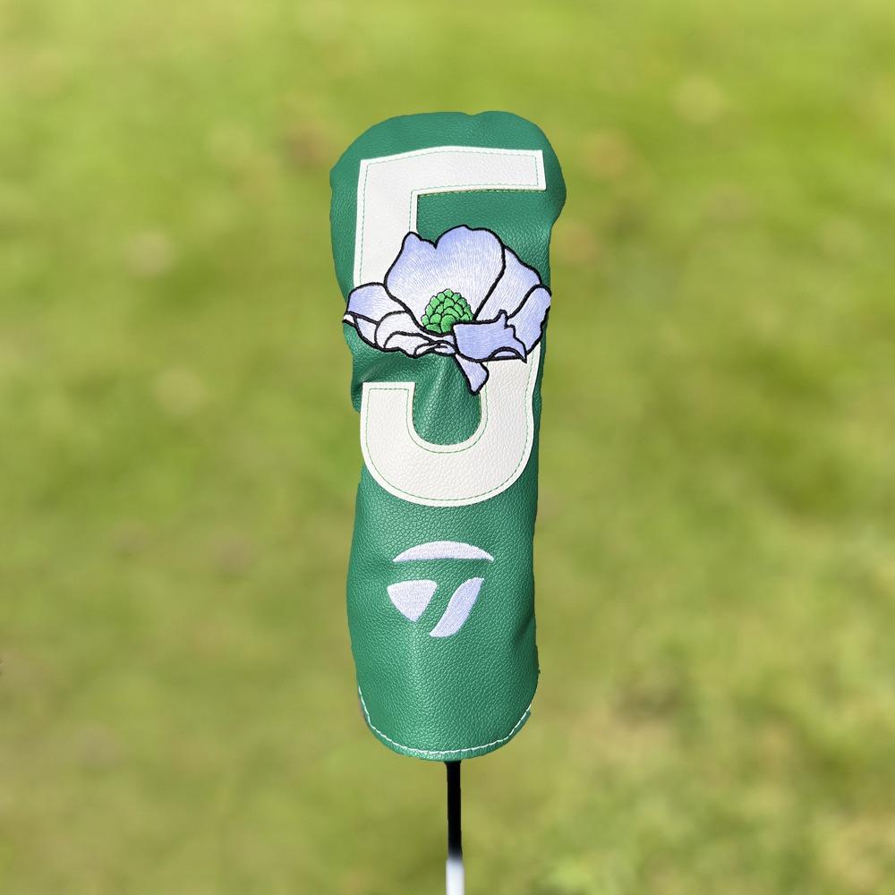 Green/White Golf Club Head Cover PU Golf Push Rod Sleeve Practical Golf Wood Cover Golf Course