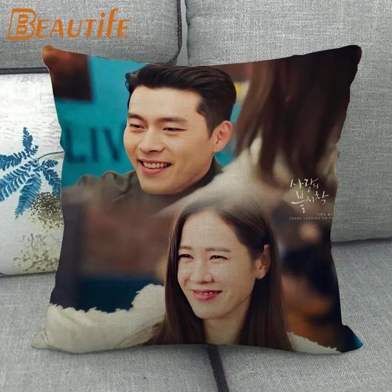 Custom Crash Landing On You Hyun Bin KPOP Pillowcase 45X45cm Wedding Decorative Eco-Friendly Cotton Linen Fabric Pillow Case
