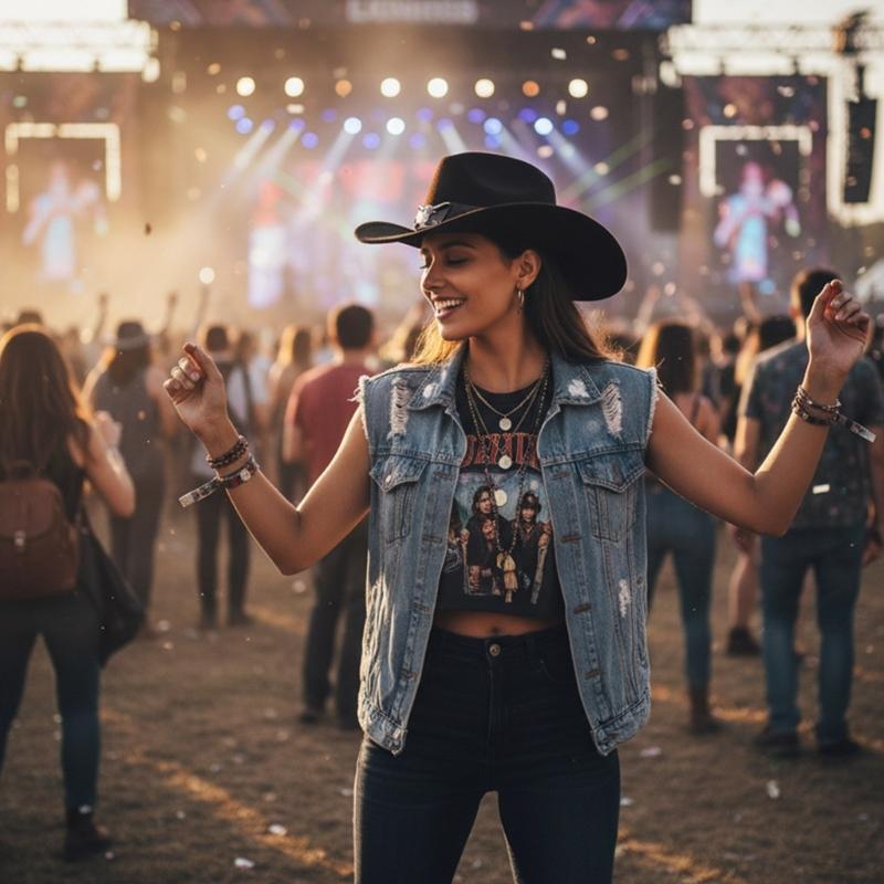 Stylish Cowboy Hats Adjustable Band Breathable Cloth Comfortable Fit Western Party Outdoor Festival Accessory