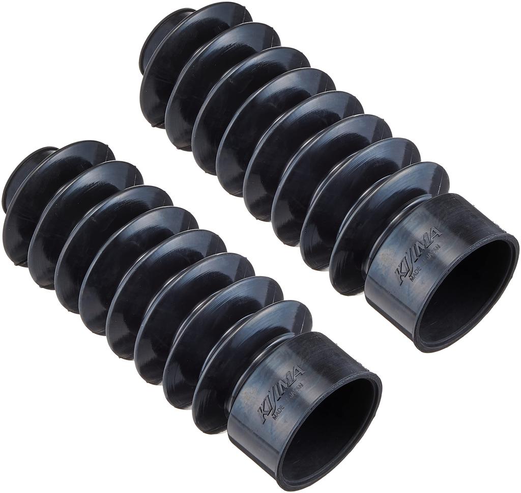 Kijima Motorcycle Parts Front Fork Boots, Upper 41mm Diameter / Lower 68mm Diameter, Softail ('84-'14), Black, HD-03212