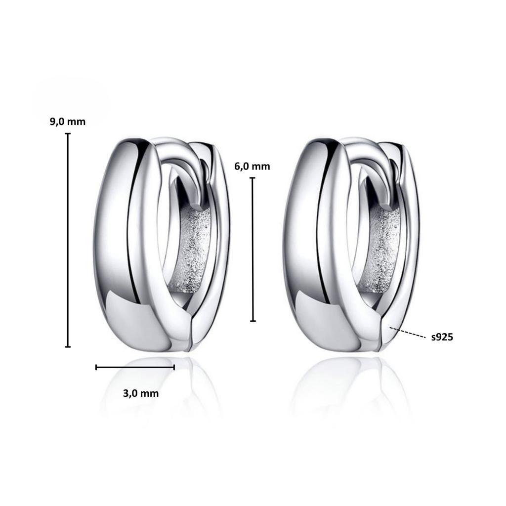 Silver Earrings, Small Hoops, Clasps, 925 Silver