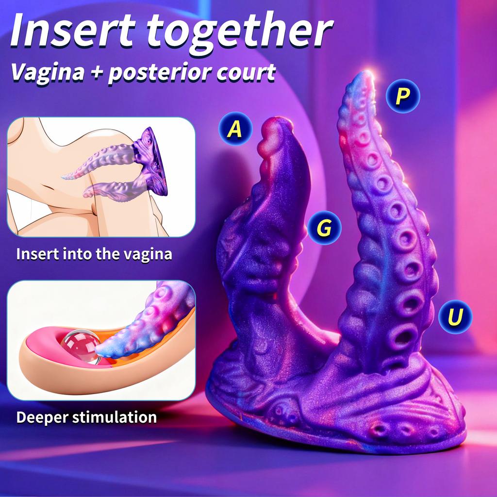 Alien Animal Penis Double Headed Masturbator Silicone Double Tentacle For Two Men And Women In The Backyard Adult Sexual Products