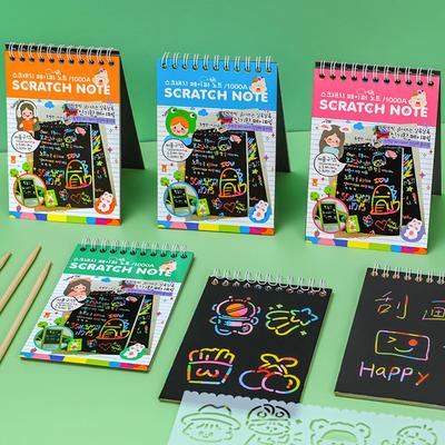 Montessori Scratch Painting Note Scratch Art Paper DIY Children Magic Rainbow Scraping Drawing Art Paper Notepad Stationery Toys