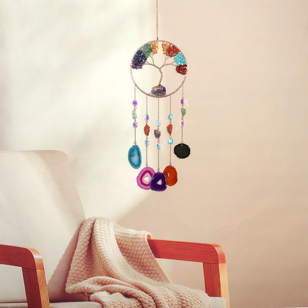 Handmade Nordic Dreamcatcher Crystal Wind Chime Room Decor - Tree of Life Design T136