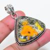 Natural Yellow Jasper Gemstone 925 Sterling Silver Jewelry Pendant 1.77" AP-15919