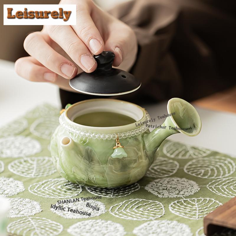 Ofen Fambe Kristall Seitenhenkel Teegeschirr Komplettes Set Elegantes Teezeremonie Set Teekanne und Teetasse Set Chinesisches Teegeschirr Ornamente