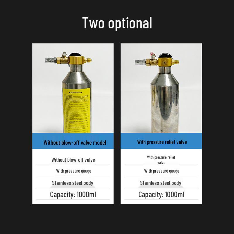 Stainless Steel Car A/C Pipe Cleaning Bottle with Pressure Relief Valve for Non-Dismantle Refrigeration System Repair