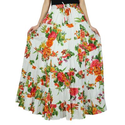 Bimba Gonna lunga svasata in cotone stile boho con elastico in vita