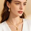 Stylish European & American Stainless Steel Jewelry Set: Light Luxury Clavicle Chain & Earrings