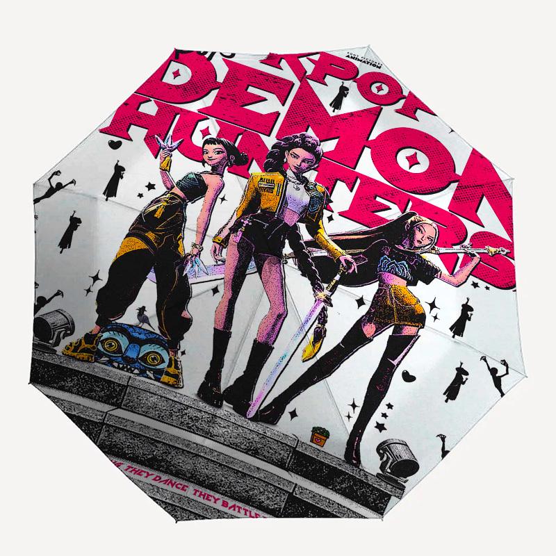1pc KPOP DEMON HUNTERS Umbrella with Plastic Handle,Suitable for All Seasons Home Travel Outdoor UmbrellaFP124