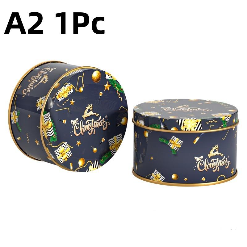 Christmas Tinplate Candy Tin Can Metal Box Cartoon Elk Santa Claus Letter Printed Xmas Candy Cookie Tea Storage Gift Case