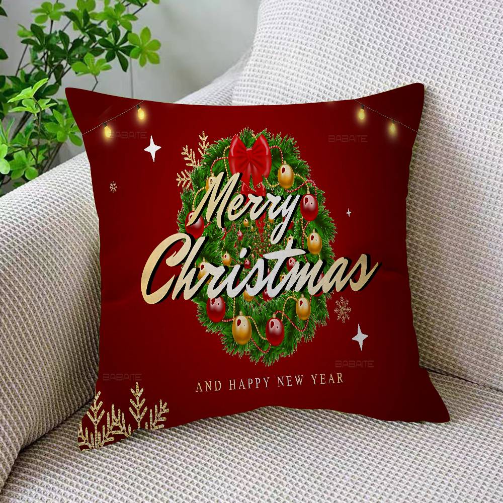 Poszewka na poduszkę Wesołych Świąt Poliester Poduszki na sofę Dekoracyjne poduszki rzucane Wystrój domu Poszewka na poduszkę