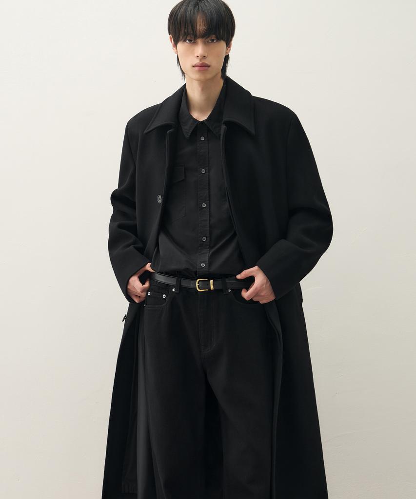 Draw Fit Premier Wool Balmacaan Chester Coat [Black]
