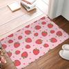 Pink Strawberry Area Rug Kawaii Fruit Print Rugs Mat for Living Room Bedroom Decorative Cute Carpet Non Slip Area Runner Rug