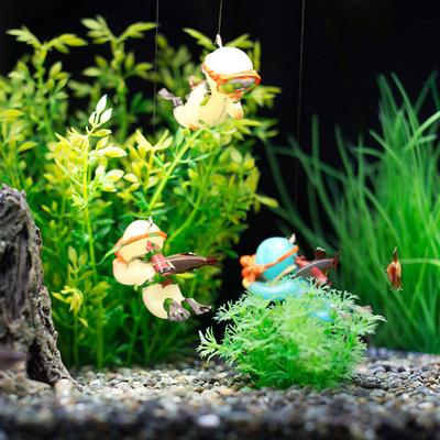 Resin Luminous Ornaments Floating Diver Simulated Underwater World Aquarium Fish Tank Landscaping Decorations