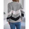 QICED Autumn and Winter Casual Color-blocking Lantern Long-sleeved Pullover Sweater Women's Wear