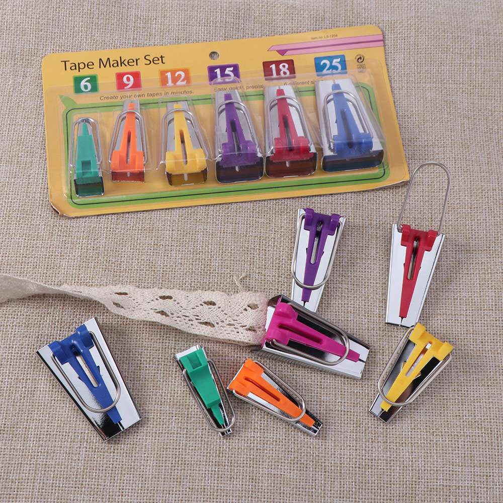 3/4/5/6/7Pcs 7 Sizes Bias Tape Maker Set Non-Slip Versatile Size Range Bias Binding Tape Making Tool with Edge Binding Roller