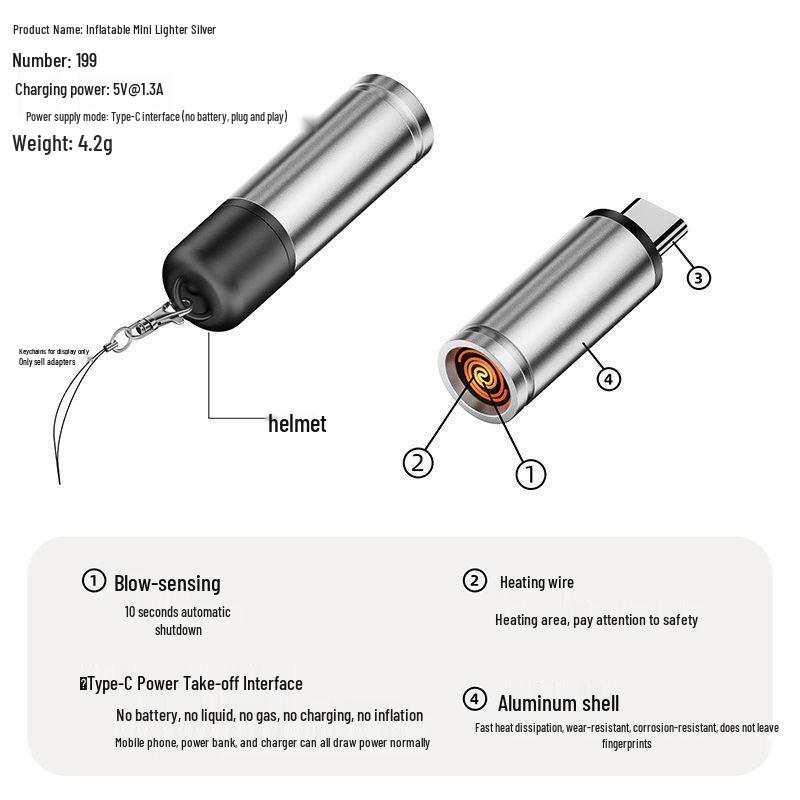 Travel-Friendly Windproof USB Lighter and Type-C Car Adapter