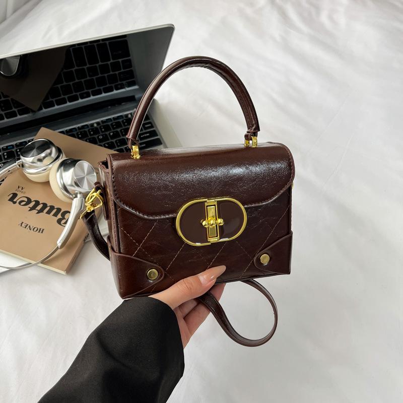 

Bag women s 2025 new splicing shoulder box small square bag light luxury messenger bag retro portable women s bag messenger bag