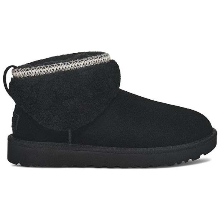 UGG Classic Ultra Mini Maxi Curly Boot Black (Womens) Women Sneakers 1158263-BLK