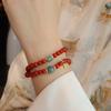 Natural Nanhong Agate Bracelet, Women'S Double Circle Transfer Bead Bracelet. Fashion Women Daily Jewelry Lucky Gift