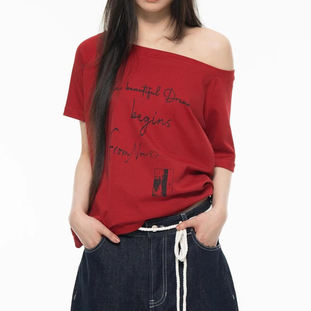 Women's 2025 Off-Shoulder Lazy Style Short-Sleeve Summer Top