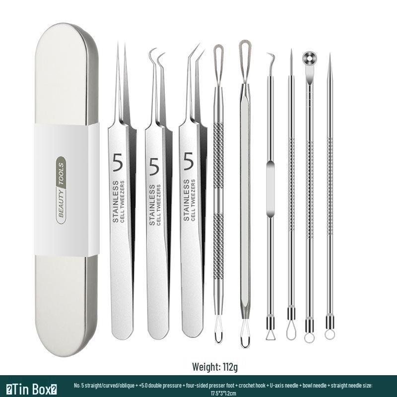 Stainless Steel Blackhead Remover Tool - Needle & Clip for Acne and Makeup.