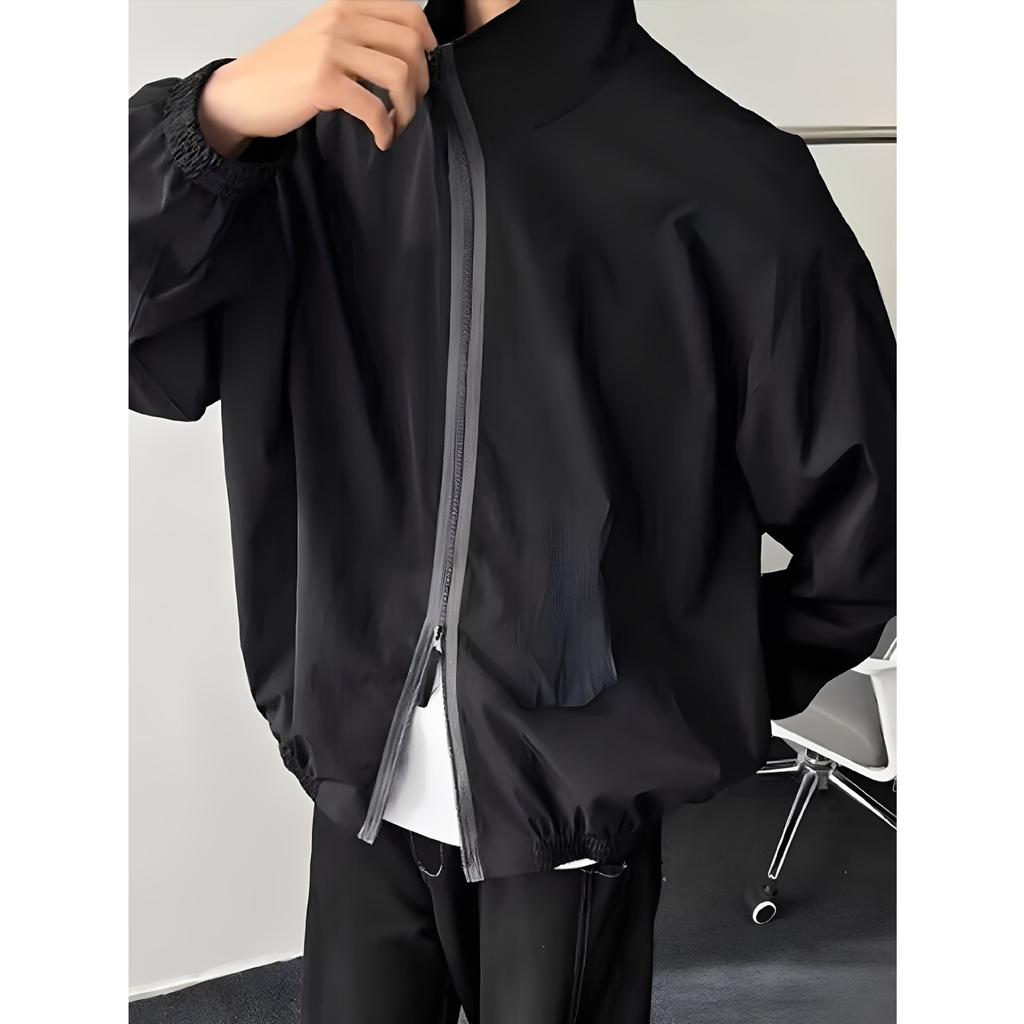 Jacket Men's Spring and Autumn Anti-splashing American Retro Stand-up Collar Couple Versatile Simple Thin Jacket Jacket Top