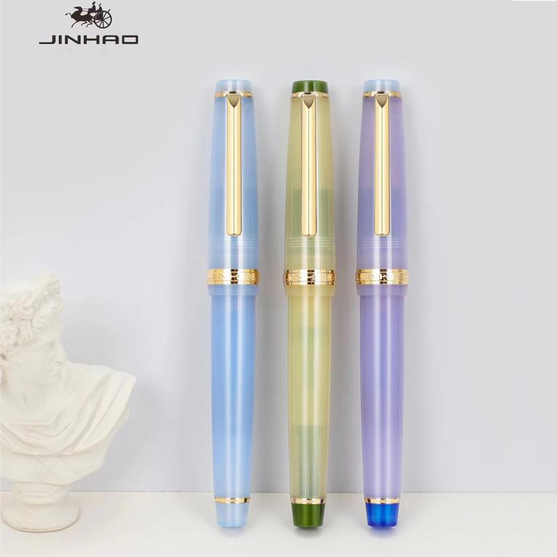 Jinhao 82 DIY Transparency Fountain Pen Acrylic Ink Spin Golden EF/F Nib Elegante Business Office School Supplies Writing Pen