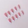 24Pcs Minimalist Style French Short Coffin Shaped Heart Glitter White Rim False Nail Tips, Press On Nails Nail Supplies