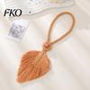 Hand-Knotted Curtain Strap Braided Leaf Tieback, Boho Cotton Rope Holder, Fringe Living Room Tieback Edge Knotted Draperies Holder for Bedroom